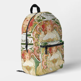 Art Nouveau antiek, Champenois door Alphonse Mucha Bedrukte Rugzak