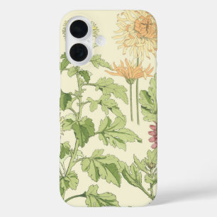 Art Nouveau antiek, chrysanten in een tuin iPhone 16 Hoesje
