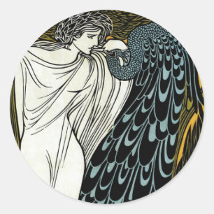Art Nouveau antiek, De Kus door William Bradley Ronde Sticker