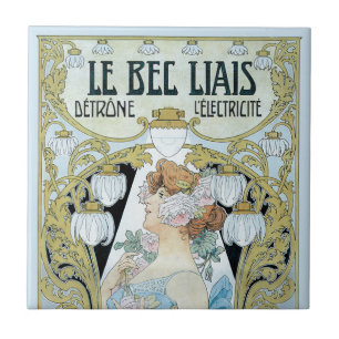Art Nouveau antiek Le Bec Liais, Privat Livemont Tegeltje