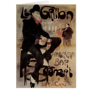 Art Nouveau-antiek Le Grillon, Man die bier drinkt