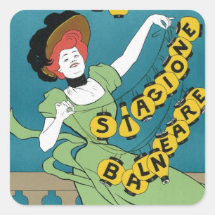 Art Nouveau-antiek, Livorno Senorita danst Vierkante Sticker