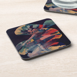 Art Nouveau antiek, Loie Fuller bij Folies Bergere Bier Onderzetter