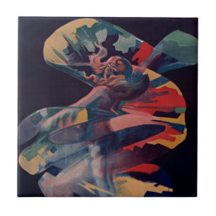 Art Nouveau antiek, Loie Fuller bij Folies Bergere Tegeltje