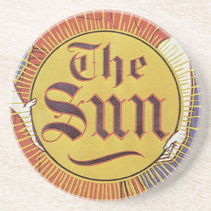 Art Nouveau antiek, New York Sun Krant Zandsteen Onderzetter