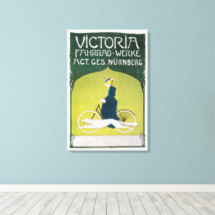 Art Nouveau antiek, Victoria Fahrrad Werke, Rehm Canvas Afdruk