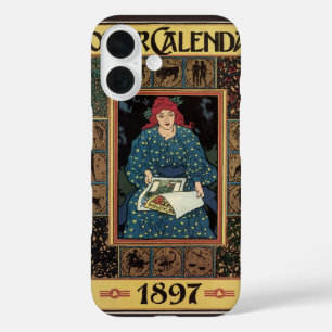Art Nouveau antiek, vrouw leest astrologieboek iPhone 16 Hoesje