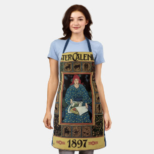 Art Nouveau-antiek, vrouw leest astrologieboek Schort