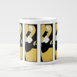 Art Nouveau antiek, vrouw leest een geel boek Extra Grote Beker