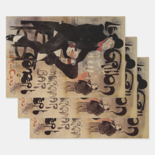 Art Nouveau-antieke Le Grillon, Man die bier drink Inpakpapier Vel