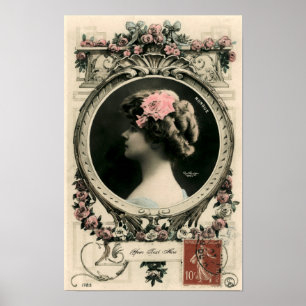 Art Nouveau antieke "Nungue" fotolijst sjabloon Poster