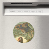 Art nouveau Anton Seder uil bruin groen geel Magneet (Insitu (Vaatwasser))