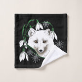 Art Nouveau Arctic White Fox Bad Handdoek (Wasdoekje)
