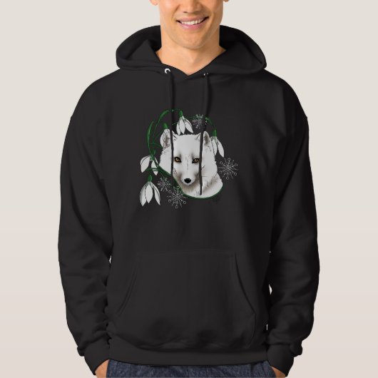 Art Nouveau Arctic White Fox Hoodie (Voorkant)