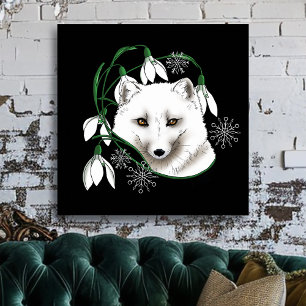 Art Nouveau Arctic White Fox Poster