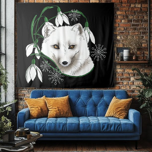 Art Nouveau Arctic White Fox Wandkleed