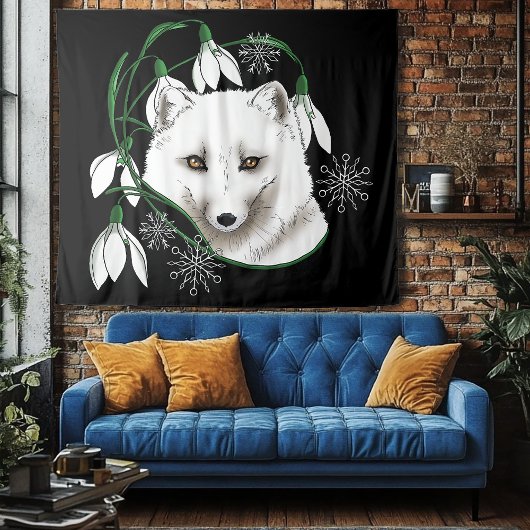 Art Nouveau Arctic White Fox Wandkleed