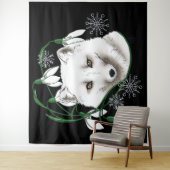 Art Nouveau Arctic White Fox Wandkleed (In situ)