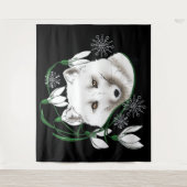 Art Nouveau Arctic White Fox Wandkleed (Voorkant)