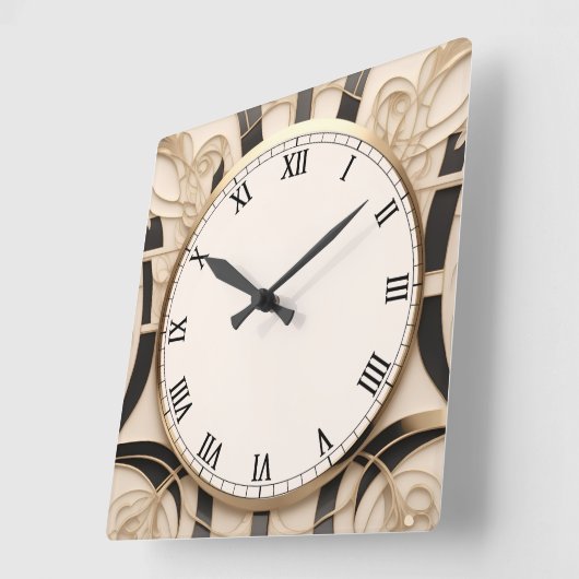 Art Nouveau Art Deco klok - Zwart Wit en Goud (Hoek)