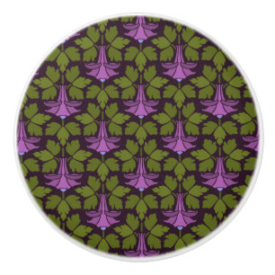 Art Nouveau Art Deco Paarse Floral over zwart desi Keramische Knop