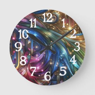 Art Nouveau Art Deco Regenboog Printplaat Ronde Klok