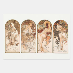 Art Nouveau, Art Deco, Seizoen, Ontkoppeling Mucha Inpakpapier Vel