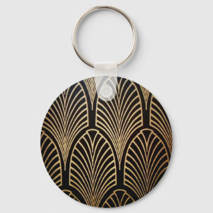 Art nouveau, art deco, waaierpatroon, brons, goud, sleutelhanger