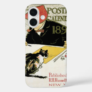  Art Nouveau, artistieke schildering met Pet Cat iPhone 16 Hoesje
