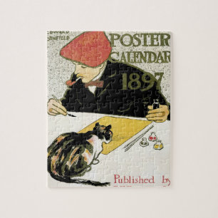 Art Nouveau, artistieke schildering met Pet Cat Legpuzzel