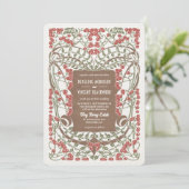 Art Nouveau August Berries Huwelijk Elegantie Kaart (Staand voorkant)