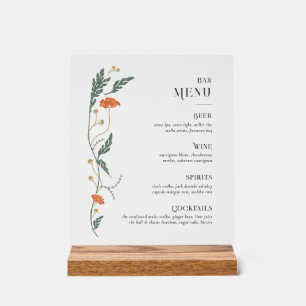 Art Nouveau Bar Menu Sign Acryl Bord