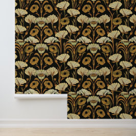 Art Nouveau Behang - Gouden Bloemen - Beige