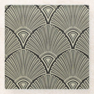 , art nouveau, beige, grijs, art deco, frans, ru glazen onderzetter