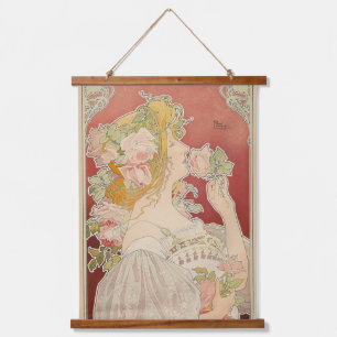 Art Nouveau Belle Époque Dame Rozen Livemont Hangend Wandkleed