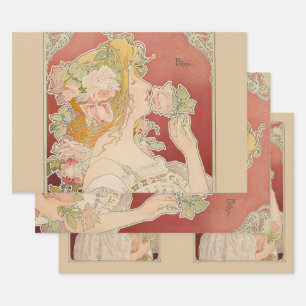 Art Nouveau Belle Époque Dame Rozen Livemont Inpakpapier Vel
