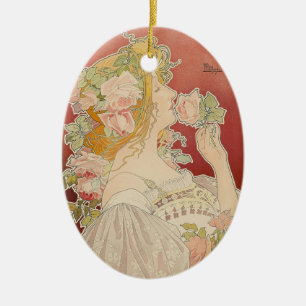 Art Nouveau Belle Époque Dame Rozen Livemont Keramisch Ornament