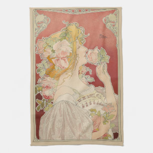 Art Nouveau Belle Époque Dame Rozen Livemont Theedoek