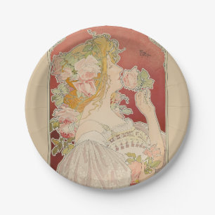 Art Nouveau Belle Époque Damesrozen Livemont Papieren Bordje
