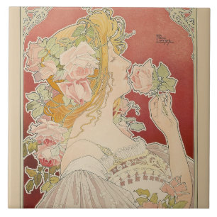 Art Nouveau Belle Époque Damesrozen Livemont Tegeltje
