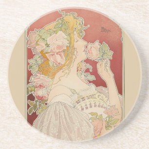 Art Nouveau Belle Époque Damesrozen Livemont Zandsteen Onderzetter