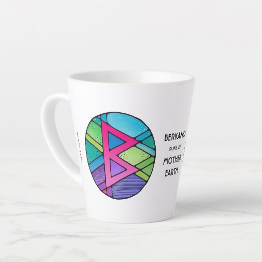 Art Nouveau Berkano Rune Latte Mug - Mère Terre ! (Angle gauche)