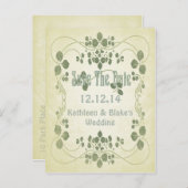 Art Nouveau Bewaar de datum Aankondigingskaart (Voorkant / Achterkant)