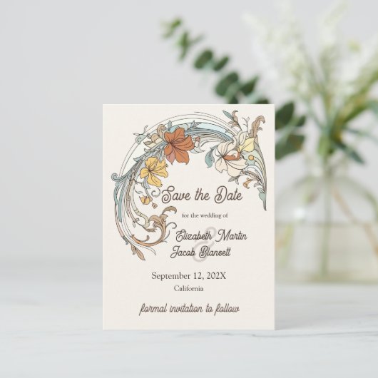 Art Nouveau Bewaar de Datum Briefkaart (Staand voorkant)