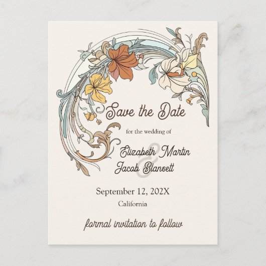 Art Nouveau Bewaar de Datum Briefkaart (Voorkant)
