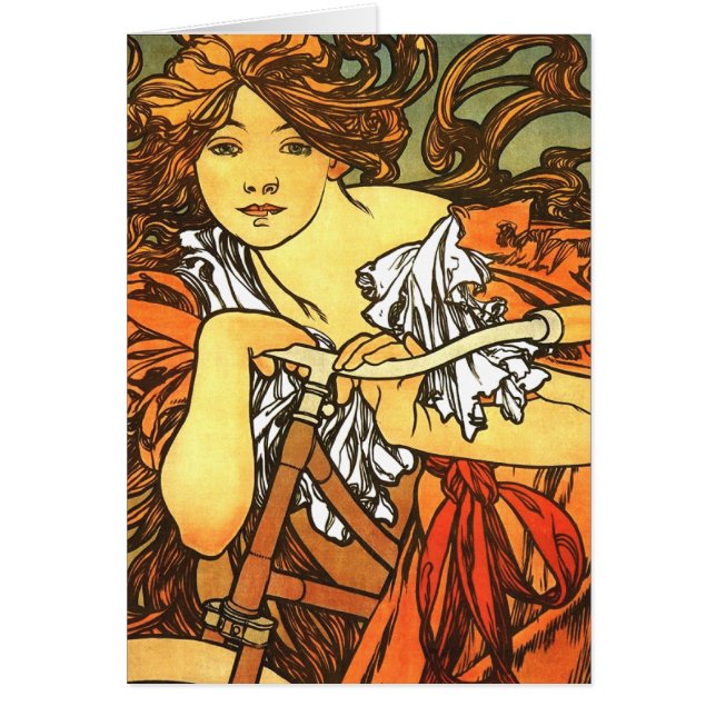 Art Nouveau Bicycle Mucha Art (Voorkant)