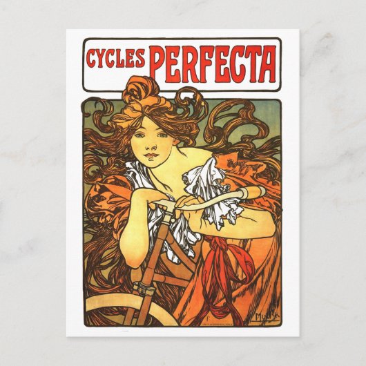 Art Nouveau Bicycle Mucha Art Briefkaart (Voorkant)