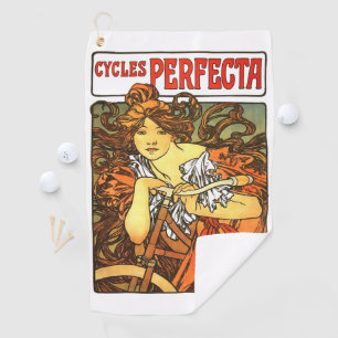 Art Nouveau Bicycle Mucha Art Golfhanddoek