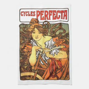 Art Nouveau Bicycle Mucha Art Theedoek