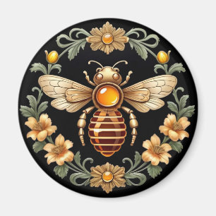 Art Nouveau Bij op Zwart Magneet